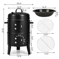 thumbnail image 4 of Costway 3-in-1 Portable Round Charcoal Smoker Vertical BBQ Grill Built-in Thermometer, 4 of 10