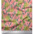 thumbnail image 1 of Soimoi Orange Satin Silk Fabric Flower & Cactus Tree Print Sewing Fabric BTY 42 Inch Wide, 1 of 3