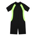 thumbnail image 4 of Aislor Kids Big Girls Zippered Swimsuit Swimwear Bathing Suit Rash Guard Shorty Sun Protection Wetsuit Black Yellow 8, 4 of 7
