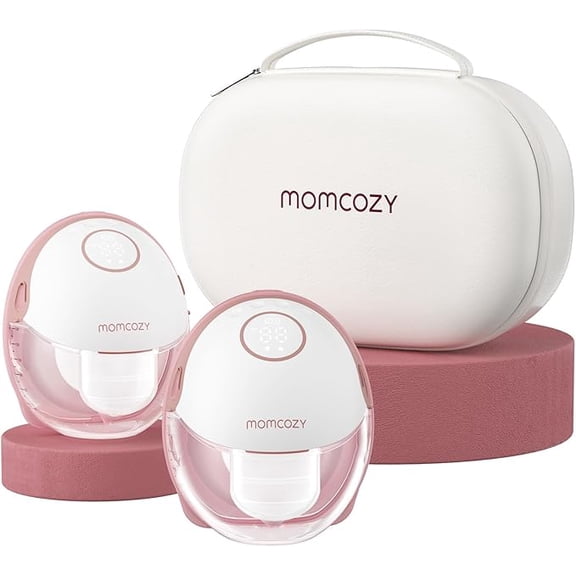 Momcozy M6 Hands Free Dual Electric Breast Pump, Wearable Breastfeeding Pump, DoubleFit Flange with 3 Modes & 9 Levels, Cozy Red
