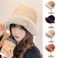 thumbnail image 3 of CSChome Plush Bucket Hat Women Winter Fisherman Hat - Faux Fur Decor Color Matching Windproof, 3 of 7