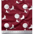 thumbnail image 1 of Soimoi Viscose Chiffon Fabric Bamboo Tree,Moon & Stork Bird Printed Fabric 1 Yard 42 Inch Wide, 1 of 3