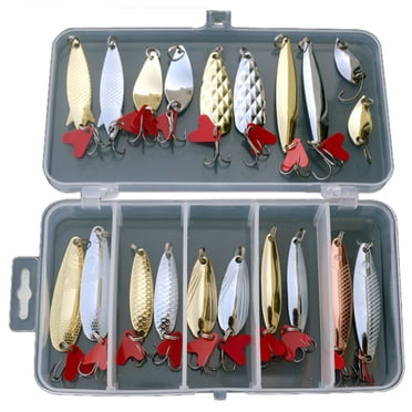 EGNMCR 20pcs Metal Fishing Lures Bass Spoon Crank Bait Saltwater Tackle Hooks Lures Baits