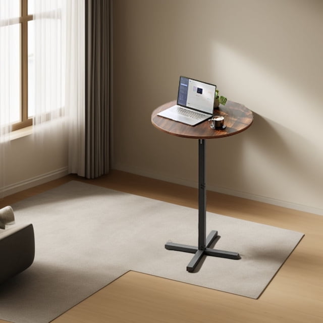 Informal Table Service LEDREM 41.1-Inch Round Bar Table, High Top Cocktail Table with Cross ...