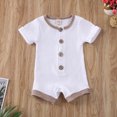 thumbnail image 2 of SUNSIOM Baby Boys Girls Summer Outfit Short Sleeve Knitted Button Up Romper, 2 of 5