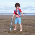 thumbnail image 4 of MIASHUI Boys One Piece Swimsuits Dinosaur Rash Guard Swimwear with Swimming Cap,Watermelon Red,1-2 Years, 4 of 6