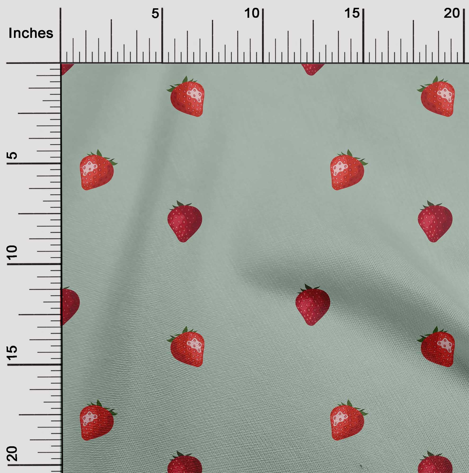 oneOone Cotton Flex Fabric Strawberry Fruit Print Fabric BTY 40 Inch Wide