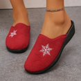 thumbnail image 2 of Women Fashion Slip on Slippers Snowflake Design Flock Material Semi Enclosed Toe Soft Sole Casual Slide Sandals, 2 of 6