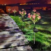 Solar Flower Lights Outdoor, Xinsrenus Solar Flowers Garden Decorative Lights LED Stake Lights Auto On/Off, Bright Up to 8 Hrs for Yard Patio Pathway with Flexible Stems, Pink