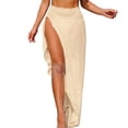 thumbnail image 1 of Women's Ruffle Cover Up Skirt Asymmetrical Hem with Lace-Up Detail, Feminine Beach Layer for Sun Protection, 1 of 8