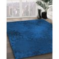 thumbnail image 3 of Ahgly Company Tapis d'Intérieur Ronds Transitionnels Bleus Lavables à la Machine, 3 Pieds Rond, 3 of 7