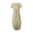 thumbnail image 4 of Ovzne Robes pour Femmes 2025 Robe Mode Robe Décontractée pour Femmes Imprimée à Manches Courtes Col Rond Robe avec Poches Grande Taille Robe Maxi à Manches Courtes Imprimée Liquidation, 4 of 5