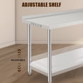 thumbnail image 3 of NSF Stainless Steel Work Table - 60x24x35 Inch - Adjustable Undershelf, Heavy Duty, Rear Baffle, Straight Edge, Tool Hooks, Without Casters, For Kitchen & Garage, 3 of 6