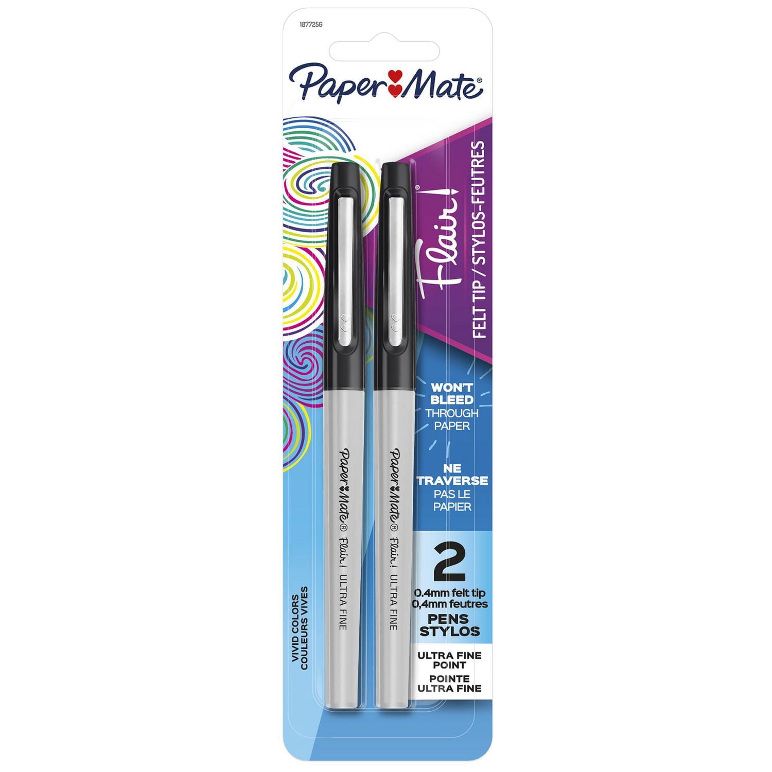 Stylos feutres Paper Mate Flair, pointe ultra fine (0,4 mm), noir