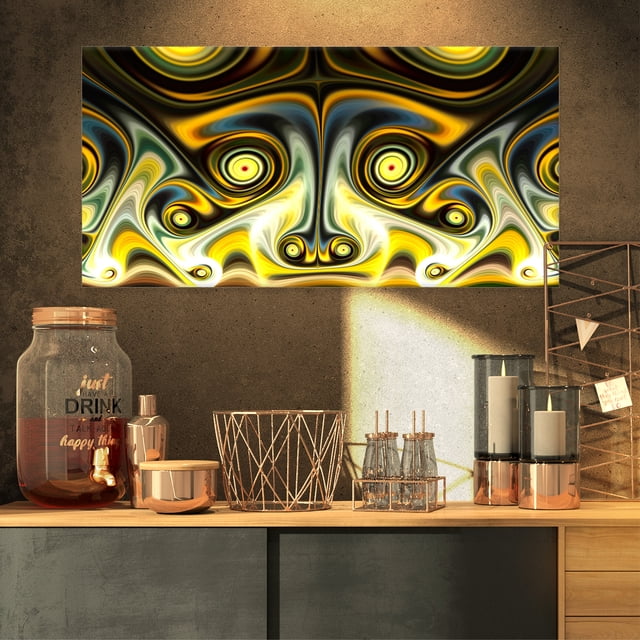 Unique Motif Fractal Jaune Clair - Art sur Toile Abstrait Surdimensionné
