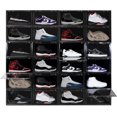 thumbnail image 1 of OLLIE XL Shoe Storage Boxes – Foldable and Stackable Shoe Storage Organizer for Closet – Clear HardFor Up to Size 13 – Acrylic Shoe Box Storage Containers for Jordan, Sneakers, Boots (24-Pack, Black), 1 of 5