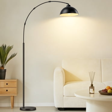 OUTON Lampe sur Pied Arquée avec Télécommande pour Salon, Lampes Modernes à DEL à Intensité Réglable avec 4 Températures de Couleur, Grande Lampe pour Chambre, Noir