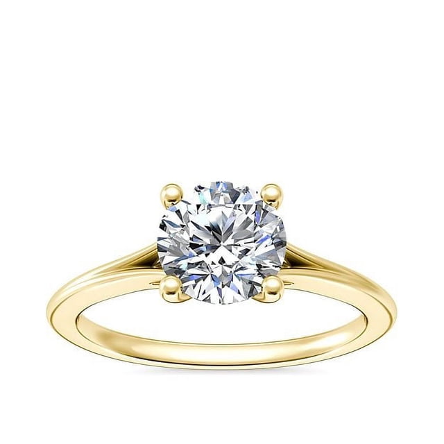 1.00 Carat Excellent Round Shape Genuine Diamond Latest Design Solitaire Engagement Ring for Ladies Solid 18K Yellow Gold Size 7.5
