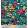 thumbnail image 1 of Soimoi Modal Satin Fabric Dot,Bone & Skull Print Fabric by The Yard 42 Inch Wide, 1 of 3