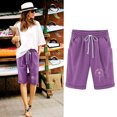 thumbnail image 2 of Plebaso Womens Casual Shorts Knee Length Rull up Printed Shorts Straight Summer Short Pants with Pockets, 2 of 3