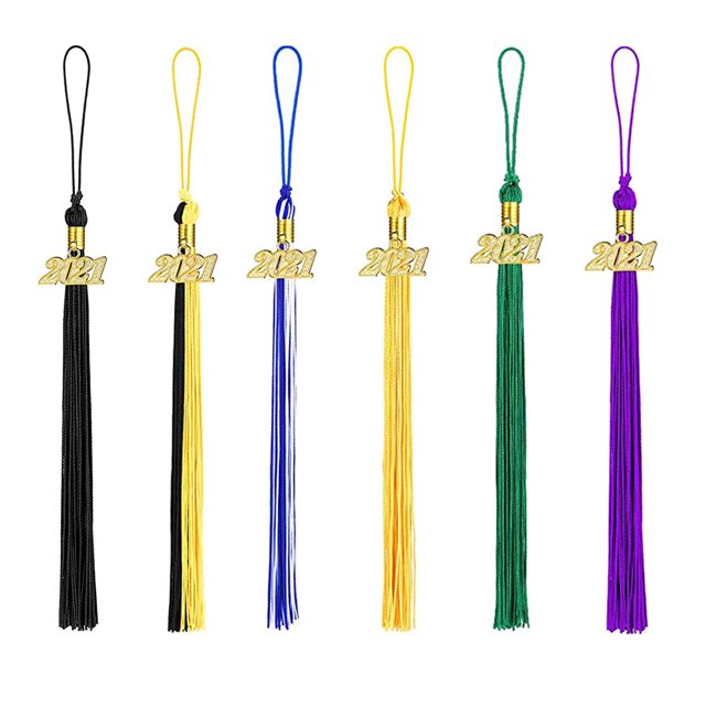 Tassel Decoration Hanging Date Drop Tassel Pendant Polyester Hanging Graduation Cap Drop Prop, Dark Blue and White
