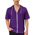 thumbnail image 1 of INSPIRE CHIC Men's Short Sleeve Hoodies Solid Color Zip Up Jackets with Hood S Purple, 1 of 7