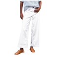 thumbnail image 1 of Women's Linen Pants - High Waisted Flare Wide Leg Capri Work Pants with Pockets, 1 of 6