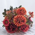 thumbnail image 1 of Artificial Rose Silk Hydrangea Flowers Bouquets, Fake Flowers in Vase, Realistic Fake Peony Hydrangea Roses Bouquet, 1Pcs Faux Hydrangea Flowers, Dining Table Decor Red 12.2 In, 1 of 9