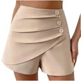 thumbnail image 1 of Timegard Shorts for Women High Waist Ruched Button Comfy Solid Color Casual Shorts Summer Fashion, 1 of 5