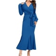 thumbnail image 2 of FcBaudy Longues Robe à Manches à Col en V, Robes d'Été pour Femmes, Robes pour Femmes Mode Féminine Col en V Manches Longues Robe Sirène Unie Robes Femmes Robe, 2 of 8