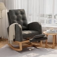 thumbnail image 1 of BeesClover Nursery Rocking Chair, Modern Glider with High Backrest and Sturdy Wooden Legs, Comfortable Accent Rocker for Living Room, Bedroom, Nursery Furniture, Easy Assembly, 1 of 8
