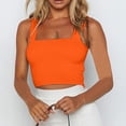 thumbnail image 3 of AherBiu Hauts Courts pour Femmes Col Carré Sans Manches Couleur Unie Extensible Coupe Ajustée Confortables Débardeurs de Sortie, 3 of 6
