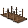 thumbnail image 1 of Gymax Pont de Jardin en Bois de 5 Pi, Passerelle Arquée, Fini Teinté, Allée avec Rails, 1 of 10