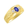 thumbnail image 4 of RYLOS Men's Rings 14K Yellow Gold Classic Nugget 6X4MM Oval Gemstone & Diamond Ring Blue Star Sapphire September Birthstone Rings Size 8, 4 of 7