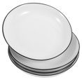 thumbnail image 1 of 4pcs Porcelain Dinner Plate Ceramic Small Dessert Serving Tray Side Dish With Black Rim Edge Appetizer Platter For Cake Pie Snack Salad Lunch Meal, 1 of 8