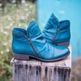 thumbnail image 2 of Bottes Courtes en Cuir pour Femmes Rétro Unies à Talon Bas avec Fermeture Éclair, 2 of 9