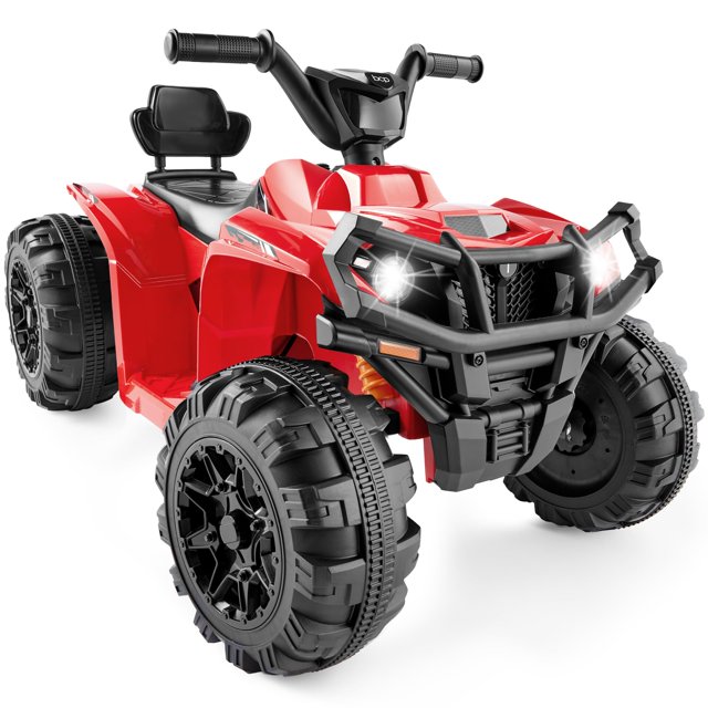 Best Choice Products VTT Électrique 12 V pour Enfants en Rouge, Doté d'Un design Robuste avec de Grands Pneus à Bande de Roulement, des Phares DEL et un Pare-Chocs Noir Robuste. Ce Jouet quad 4 Roues Comprend un audio Bluetooth, un Accélérateur à Pédale, une Fonction Avant/arrière et Deux options de Vitesse avec une Vitesse Maximale de 2,4 Mi/h. Convient aux Enfants de 3 à 6 Ans, Il a une Pile rechargeable 12 V et une Capacité de Charge de 55 Lb.