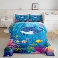 thumbnail image 2 of Erosebridal Cartoon Whale Octupus Fish Bedding Comforter Set, Deep Ocean Coral Down Comforter, Reversible 2 Pieces, 2 of 8
