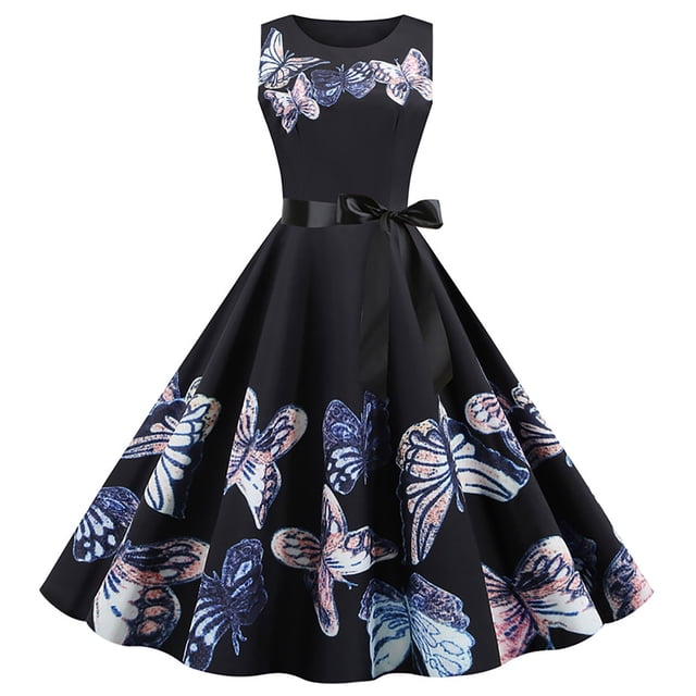 drppepioner Femmes Grande Taille Liquidation Robes d'Été pour Femmes Plage Imprimé Floral Sans Manches Robe Débardeur Évasée