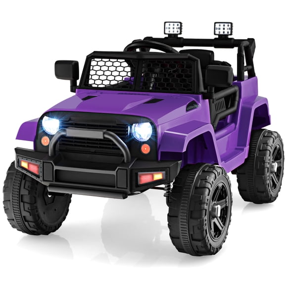 Patiojoy 12V Kids Ride On Car Electric Vehicle Jeep with Parental Remote Music Horn Headlights Slow Start Function Purple