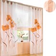 thumbnail image 2 of Sheer Curtains Orange Flowers, Spring Natural Floral Printed Voile Curtain Panels, 2 of 4