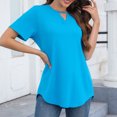 thumbnail image 2 of Blouses pour Femmes Couleur Unie Col Rond Manches Courtes T-Shirt Blouse Tops, 2 of 8