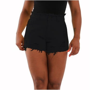 PBNBP Denim Shorts Women Distressed Jeans Shorts for Women Frayed Raw Hem Shorts Mid Waisted Summer Outdoor Cool Shorts