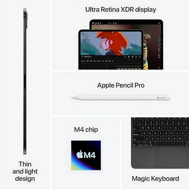 Restored Apple iPad Pro 13-Inch (M4, 256GB, Wi-Fi) Space Black