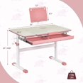 thumbnail image 3 of Costway Height-Adjustable Kids Desk Children Study Table with Tilt Desktop & Book Stand Pink, 3 of 9