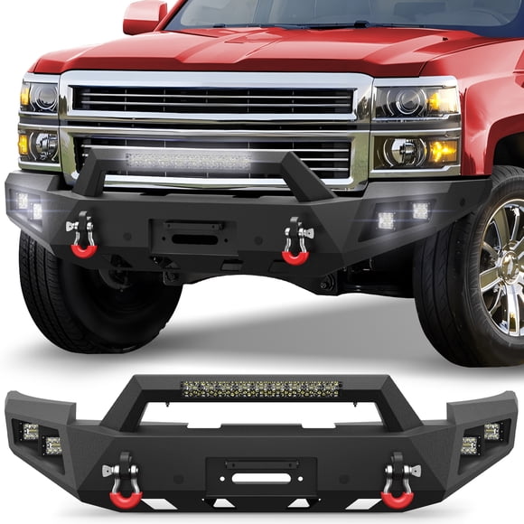 POFENZE Silverado 1500 Full Width Front Bumper w/Winch Plate for 2014-2015 Chevy Silverado 1500