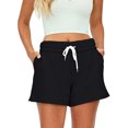 thumbnail image 2 of Wangsaura Women Loose Style Sports Shorts, Solid Color Elastic Waist Sweatpants, 2 of 9