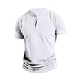 thumbnail image 1 of FAIWAD Men's Short Sleeve Shirts Button Casual Slim Mock Neck Basic Tees Summer Solid Color Workout Tops, 1 of 8