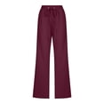thumbnail image 4 of Bigersell Women Jeans High Waisted Plus Size Jeans Clearance Stretchy Jeans Ladies Tapered Denim Pants Button Closure Washed Ripped Tall Jeans Female Fitted Mid Waist Long Pants Style J-45 Wine L, 4 of 6