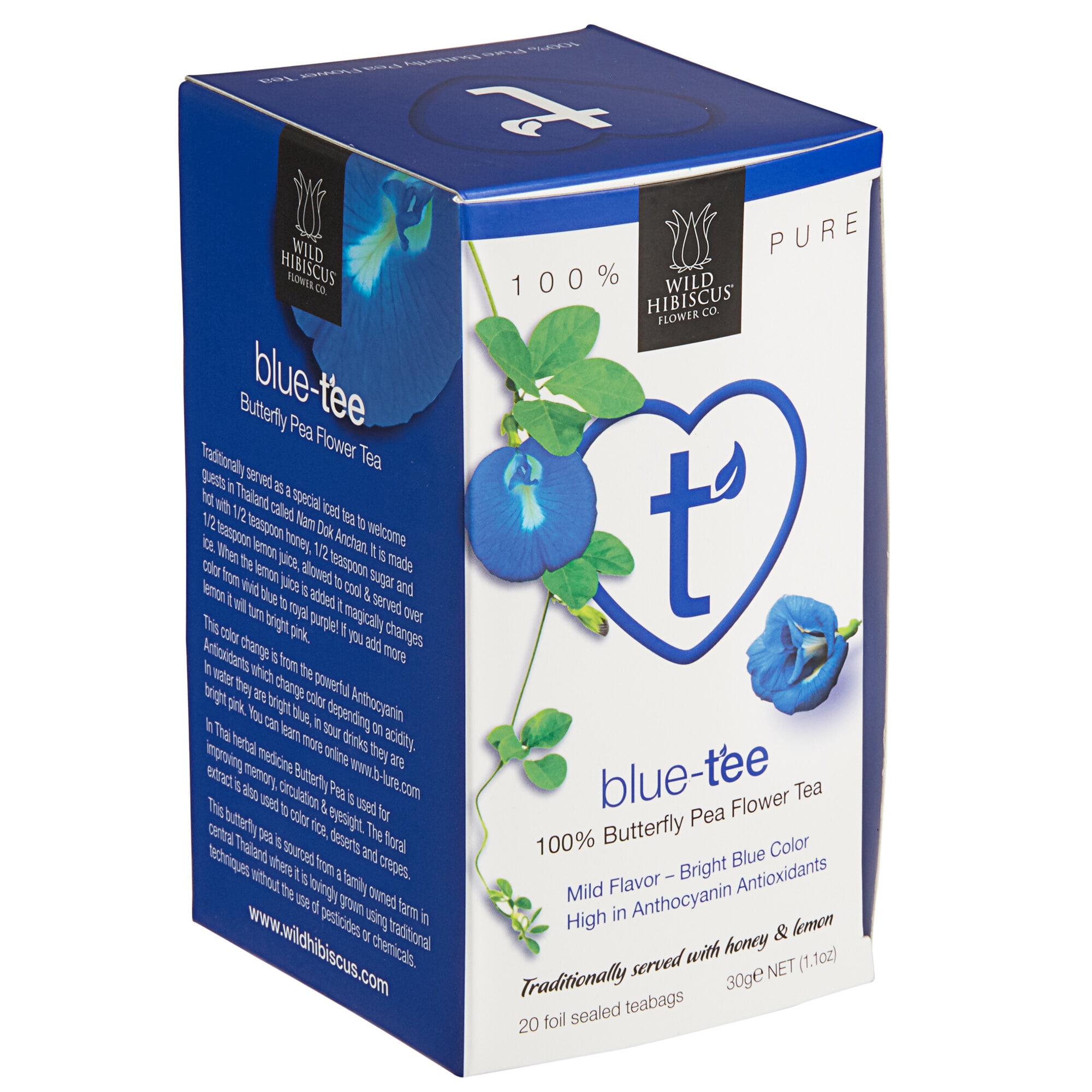 Wild Hibiscus Blue-Tee Butterfly Pea Flower Herbal Tea Bag - 20/Box